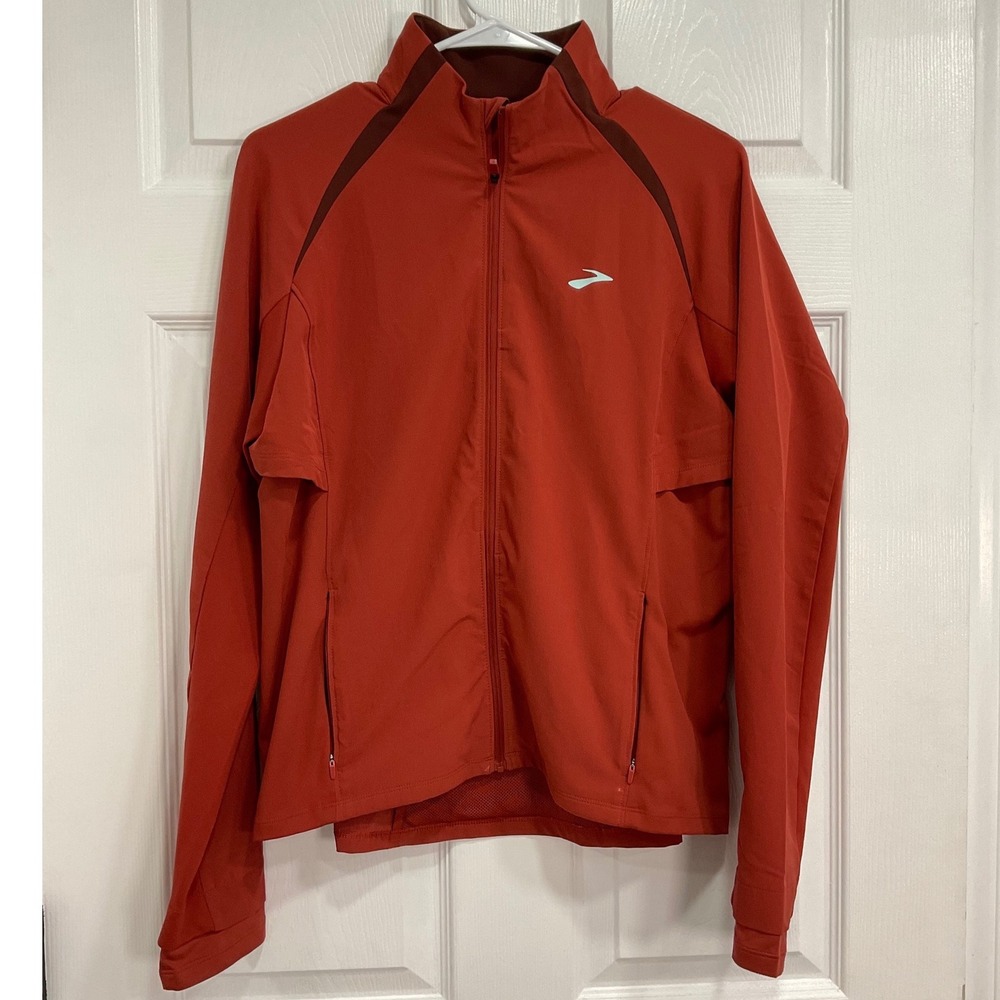 Brooks Run Happy Womens Large Burnt Orange Full Zip Running Jacket 221499